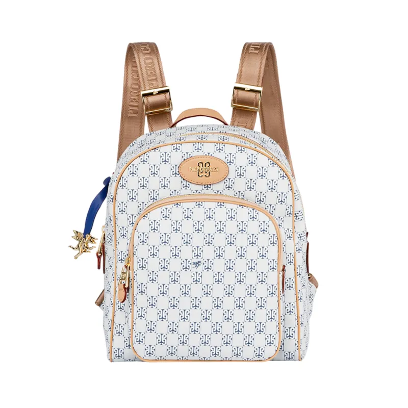 Piero Guidi Monogram Damen-Rucksack, weiß-blau