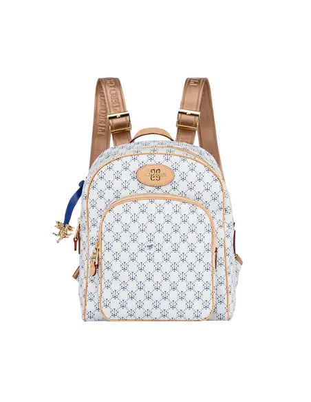 Zaino donna Piero Guidi monogramma, bianco-blu