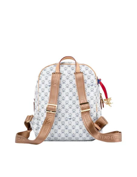 Piero Guidi Monogram women's backpack, white-blue