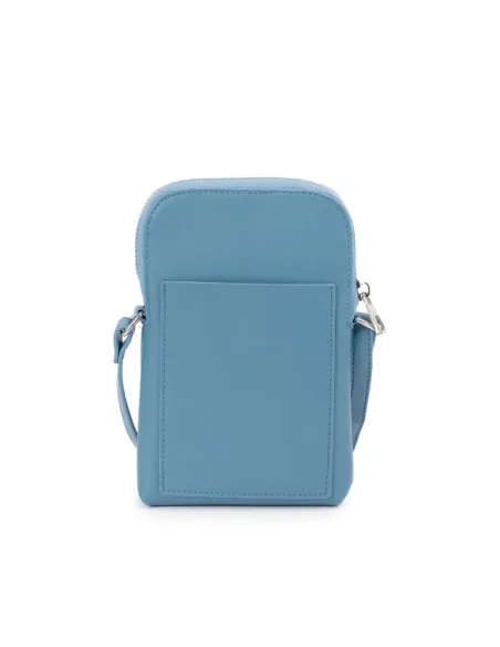 Phone holder with shoulder strap, light blue