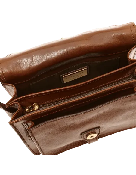 Borsa a tracolla con patta The Bridge Story, marrone