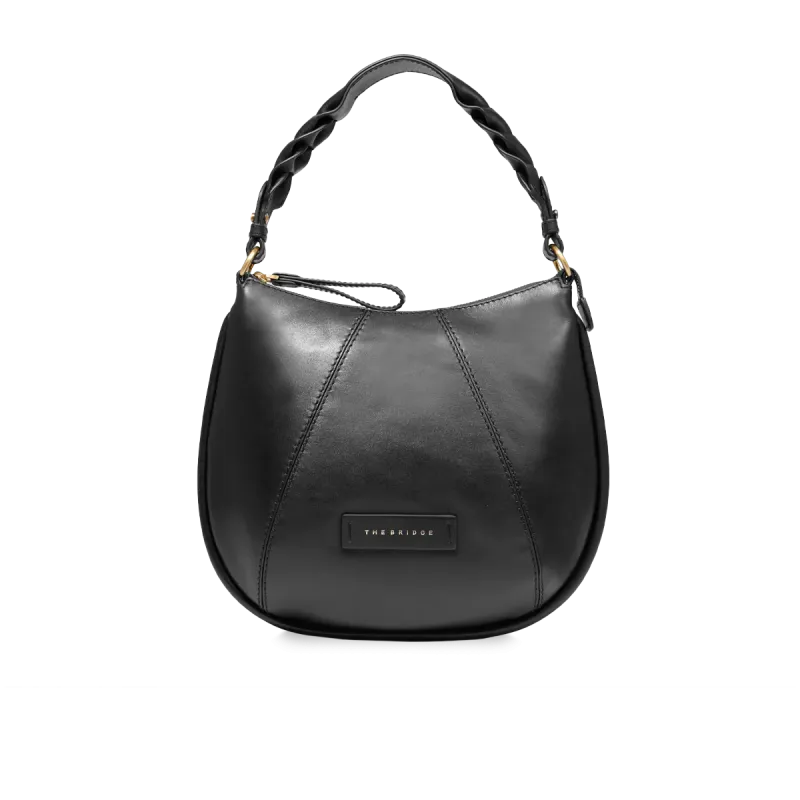 Mittlere Leder- Schultertasche The Bridge Brigida, schwarz