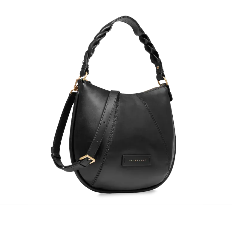 The Bridge Brigida medium leather shoulder bag, black 2