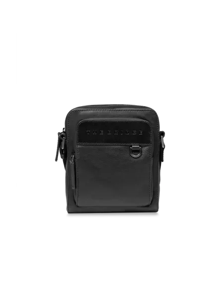 Borsello piccolo in pelle The Bridge Damiano, nero