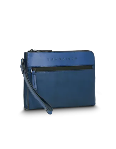 Pochette in pelle The Bridge Damiano blu