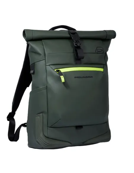 Piquadro Roll-Top Computer-Rucksack, grün