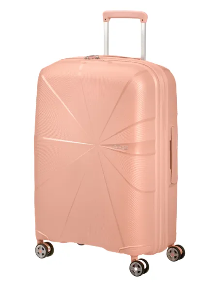 Expandierbarer mittelgroßer Koffer mit Rollen American Tourister Starvibe, metallic peach