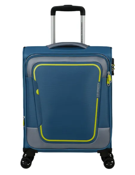 American Tourister Pulsonic expandable cabin trolley, coronet blue