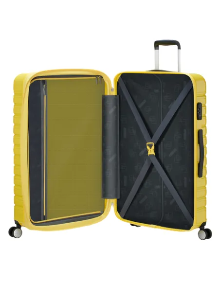 American Tourister Flashline Pop large expandable trolley, lemon yellow