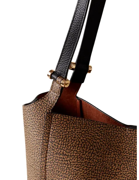 Borbonese shopping bag with removable clutch, OP Natural-Black