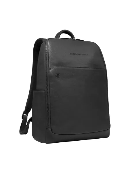Piquadro Black Square compact 14 PC leather backpack, black