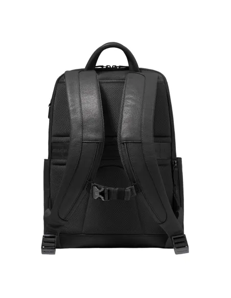 Piquadro Black Square compact 14 PC leather backpack, black