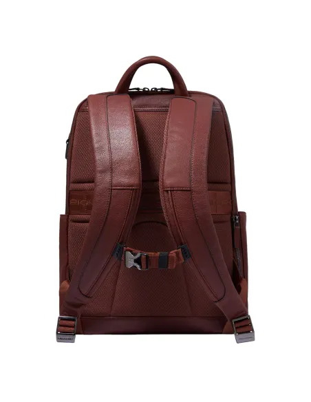 Piquadro Black Square 15.6" laptop leather backpack, brown
