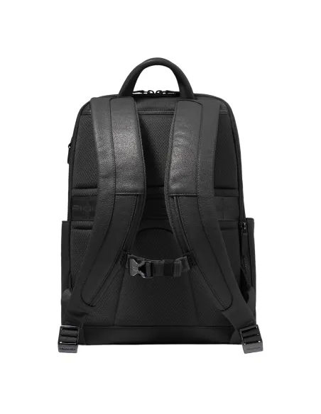 Piquadro Black Square 15.6" laptop leather backpack, black