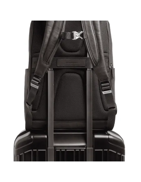 Piquadro Black Square 15,6" Laptop-Rucksack aus Leder, schwarz