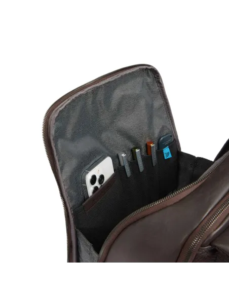 Zaino porta pc da 15,6 con protezioni antiurto Piquadro Black Square, marrone scuro