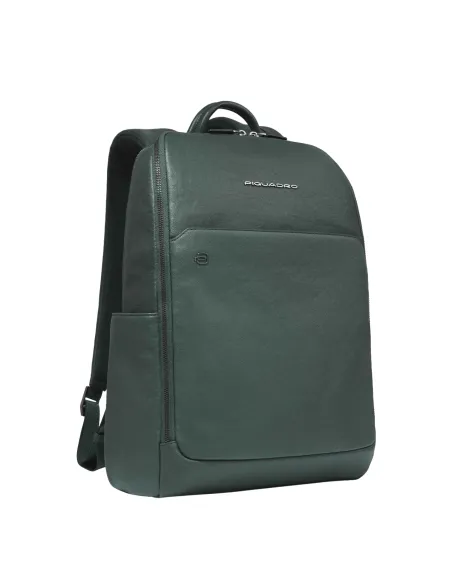 Piquadro Black Square 15.6" laptop leather backpack, green