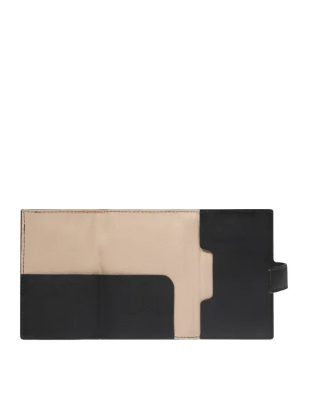 Porta banconote e carte di credito in metallo e pelle Piquadro Circle, nero