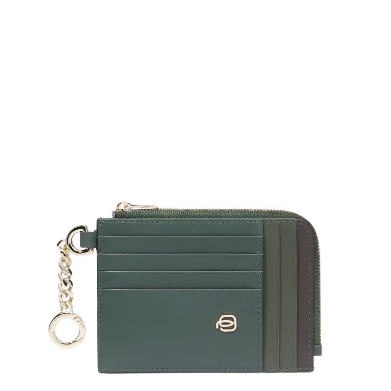 Piquadro Circle Zippered coin pouch with credit card...