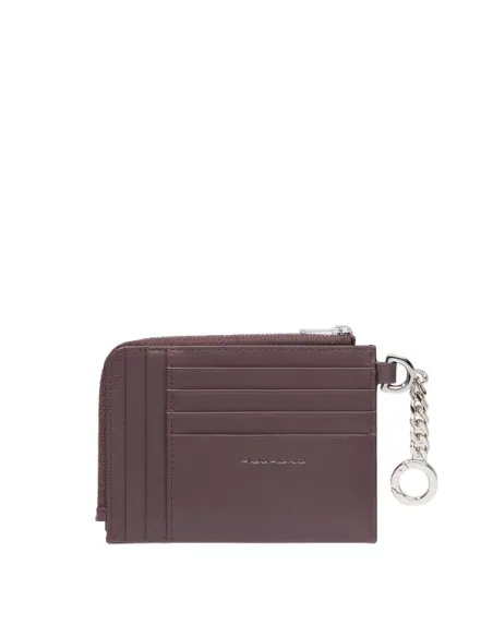Bustina porta carte di credito con porta chiavi Piquadro Circle, viola scuro