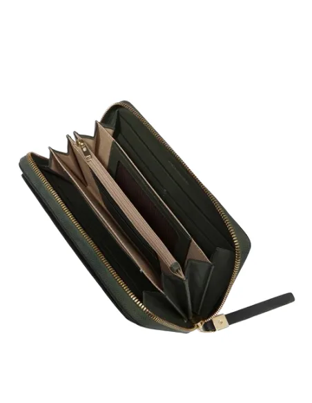 Portafogli donna con cerniera Piquadro Circle, verde scuro