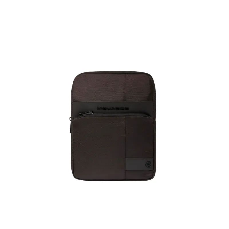 Piquadro Wollem iPad® crossbody bag in fabric, dark brown