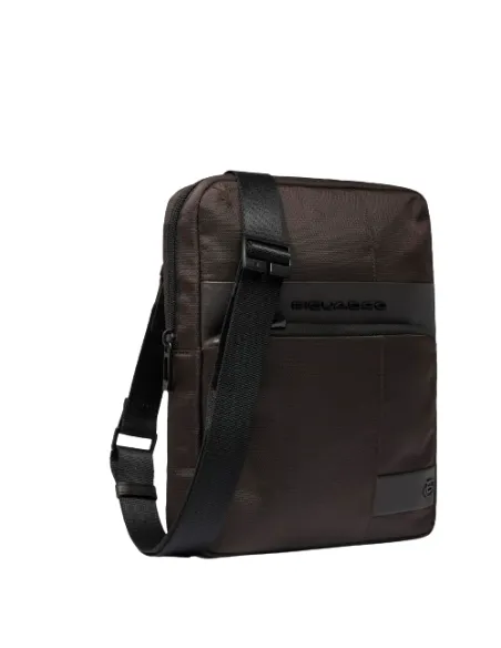 Piquadro Wollem iPad® crossbody bag in fabric, dark brown