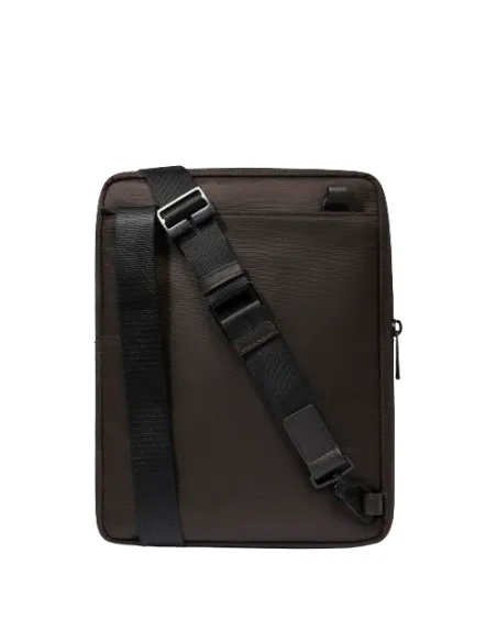 Piquadro Wollem iPad® crossbody bag in fabric, dark brown