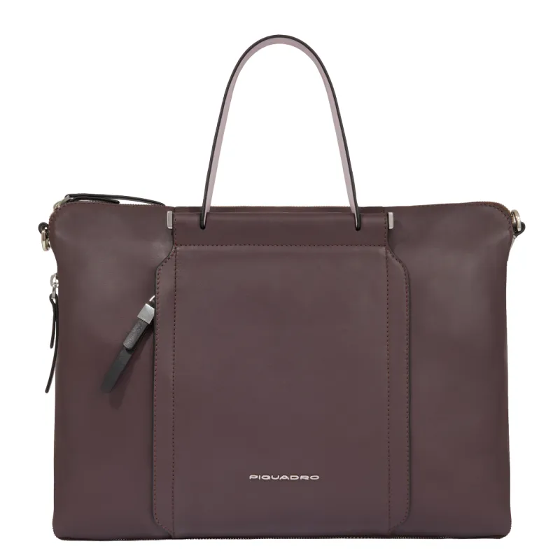 Piquadro Circle Expandable slim leather briefcase, dark...