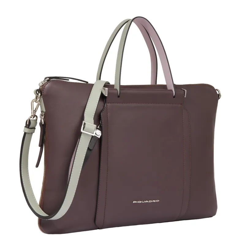 Piquadro Circle Expandable slim leather briefcase, dark... 2