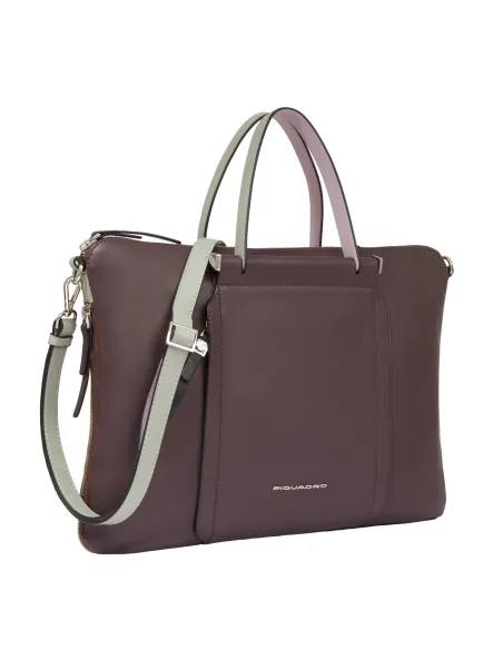 Piquadro Circle Expandable slim leather briefcase, dark violet