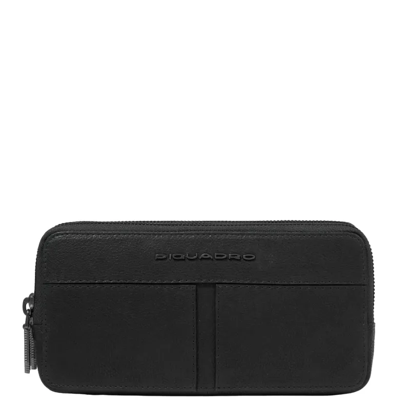 Piquadro Hedley men's leather clutch bag with three...