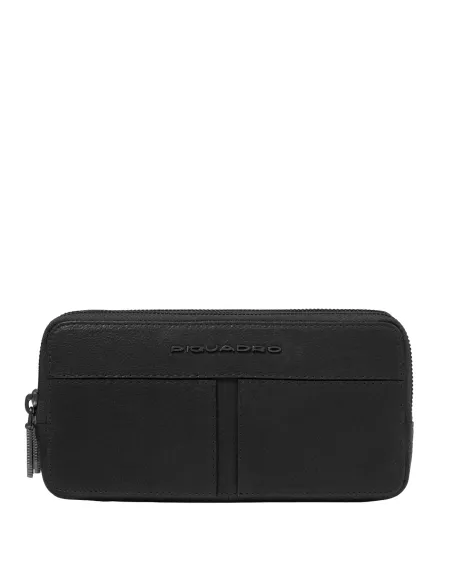 Piquadro Hedley Herren Leder Clutch Bag mit drei Fächern, schwarz
