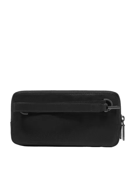 Piquadro Hedley Herren Leder Clutch Bag mit drei Fächern, schwarz