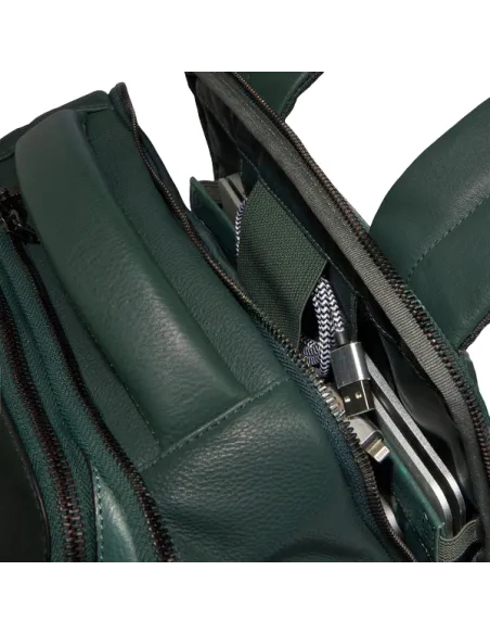 Piquadro Hedley 14" computer leather backpack, green