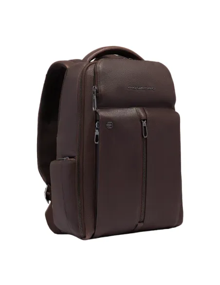 Piquadro Hedley 14" computer leather backpack, dark brown
