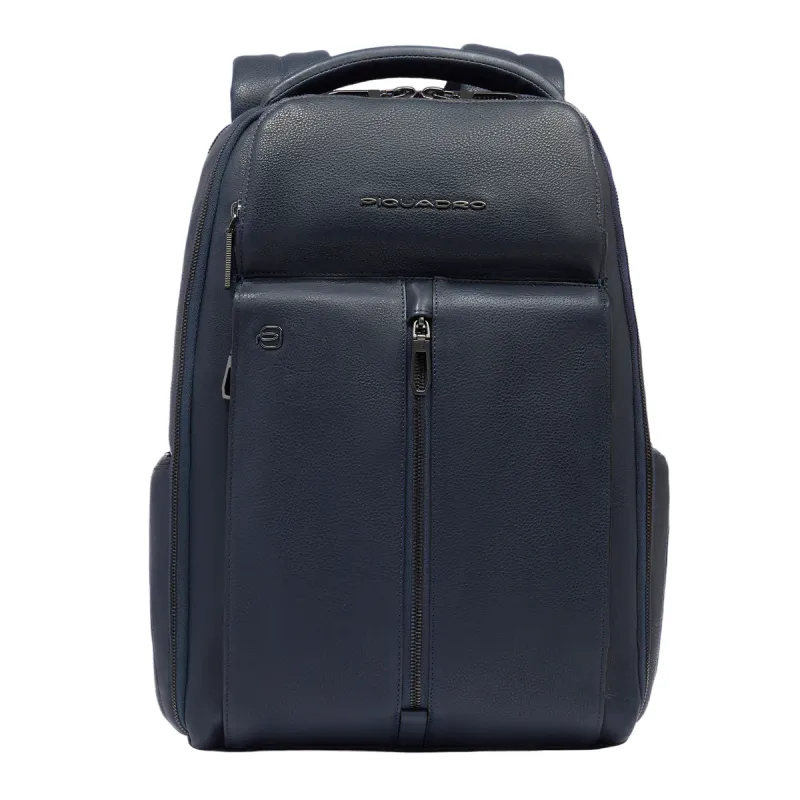 Piquadro Hedley 14"computer leather backpack, blue
