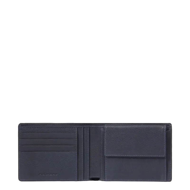 Piquadro Hedley men's wallet with coin pocket, blue