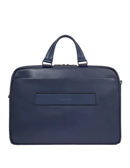 Cartella Piquadro Liko in pelle e tessuto con porta pc da 15,6, blu