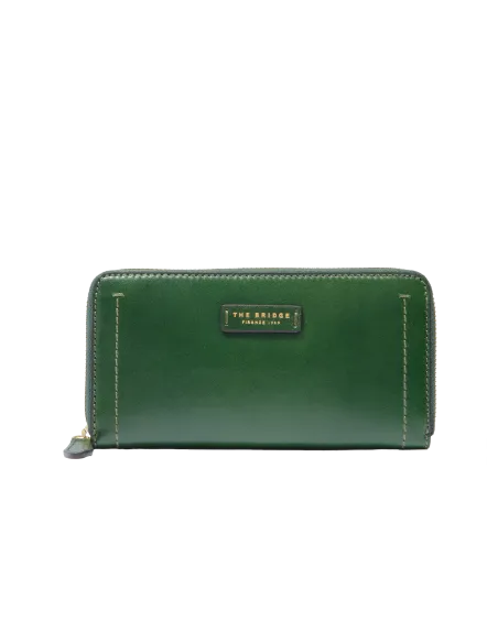 Portafogli donna con zip The Bridge Fiona, verde inglese