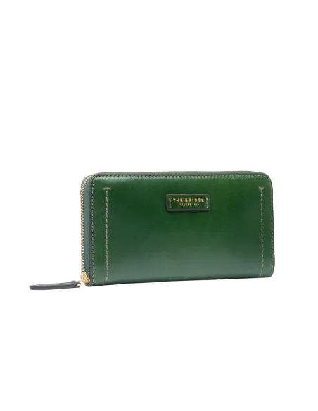 Portafogli donna con zip The Bridge Fiona, verde inglese