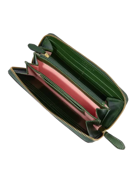 Portafogli donna con zip The Bridge Fiona, verde inglese