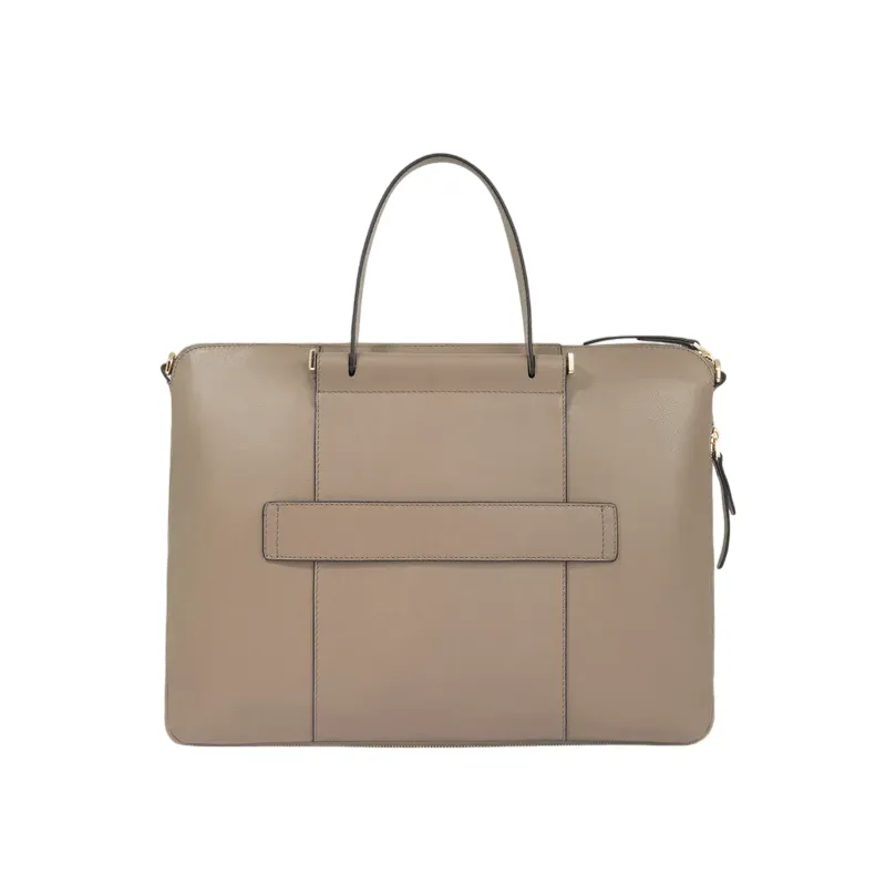 Piquadro Circle Expandable slim leather briefcase, dove grey 2