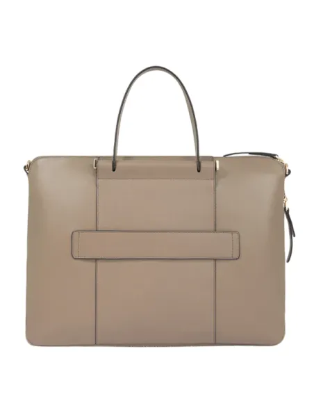 Piquadro Circle Expandable slim leather briefcase, dove grey