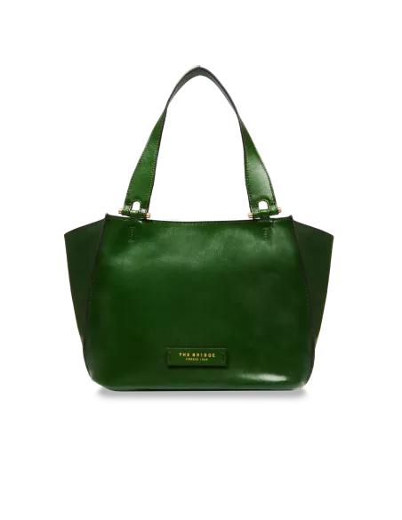 The Bridge Febe shopping bag with zip closure, English green