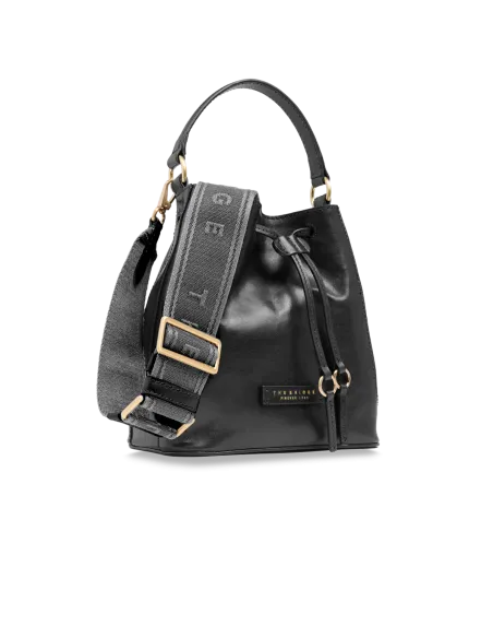 Mittlere Eimertasche für Frauen The Bridge Fiammetta, schwarz
