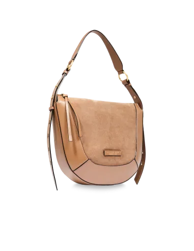 Borsa donna media in pelle e camoscio...