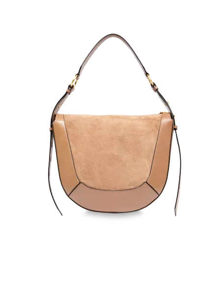 Borsa donna media in pelle e camoscio The Bridge Fedora, beige