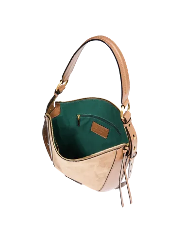 Borsa donna media in pelle e camoscio...