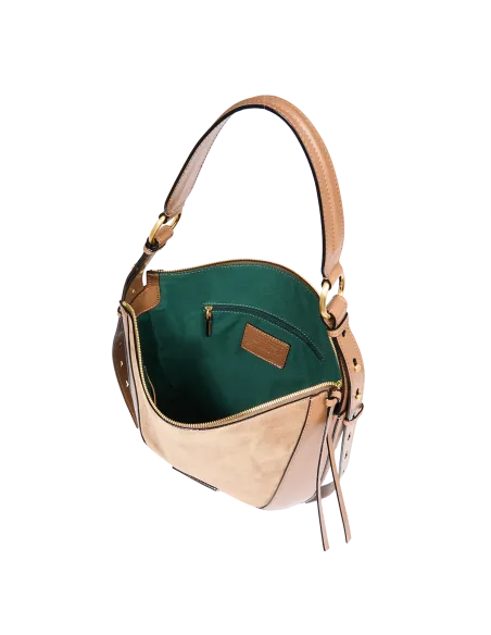 Borsa donna media in pelle e camoscio The Bridge Fedora, beige